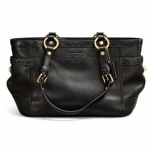 Vintage Y2K Coach Black Patent Leather Lace Straps Hobo Bag